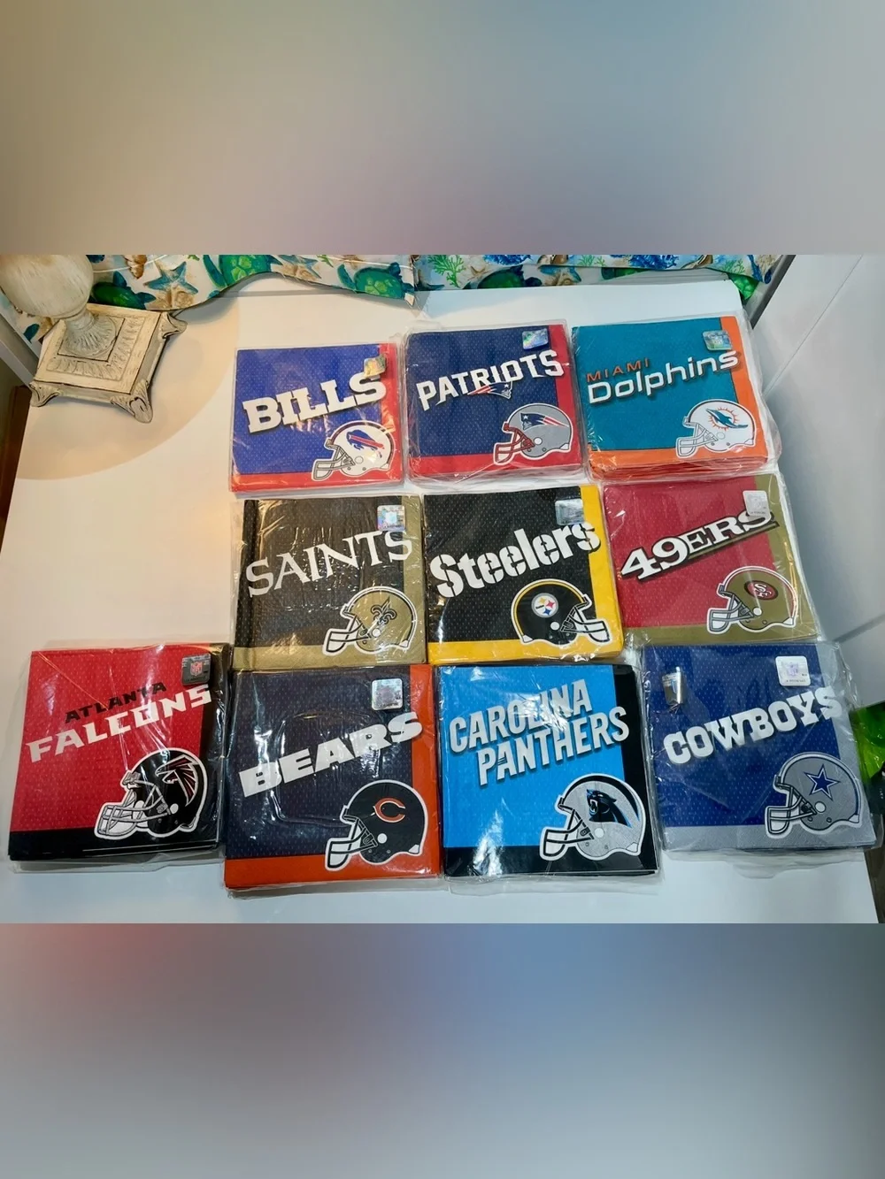 NFL Team Napkins Lot Bills Patriots Dolphins Cowboys Steelers 49ers Bears- DIY